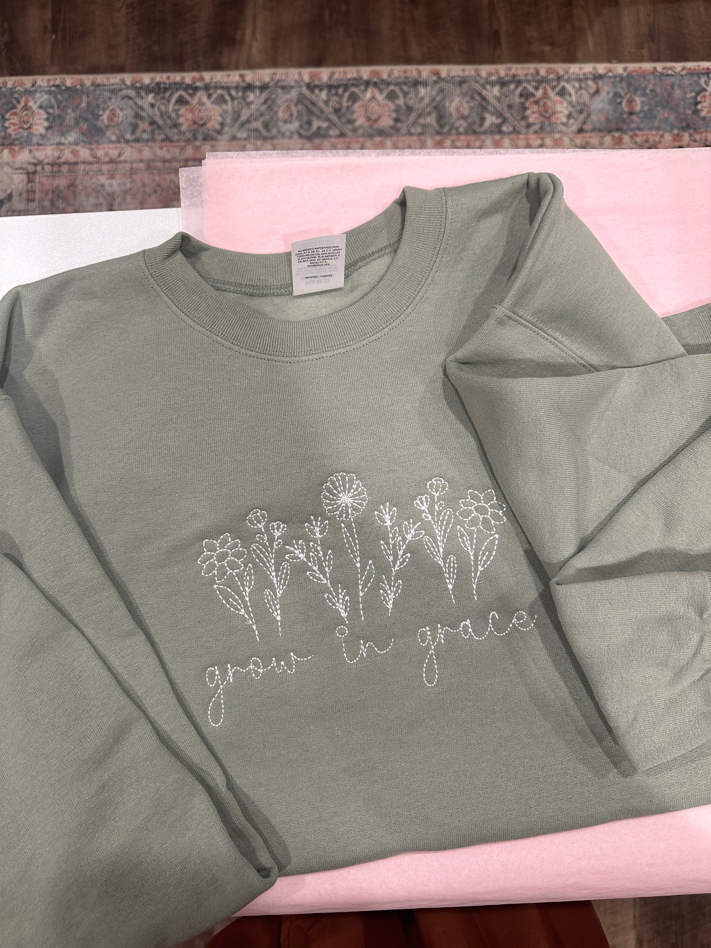 Grow in Grace Wildflower Embroidered Sweatshirt