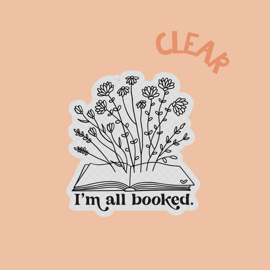 all booked clear sticker